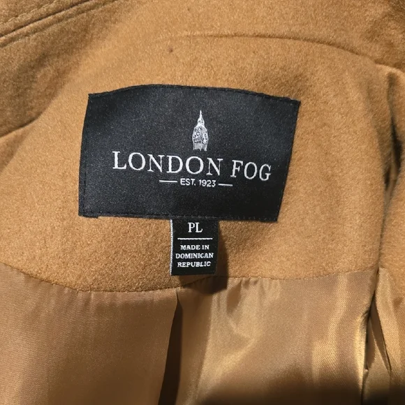 London Fog Camel Peacoat with Checkered Scarf - Picture 4 of 4